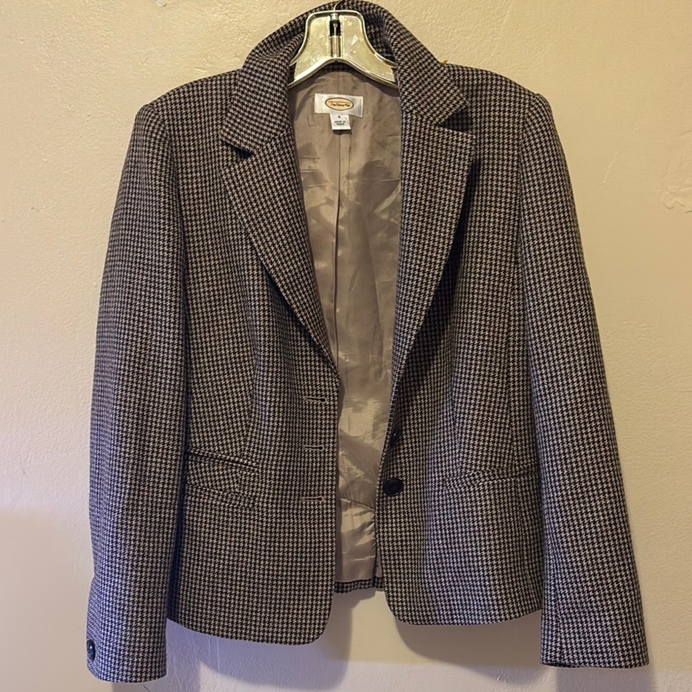 Talbots Black and White Checkered Blazer